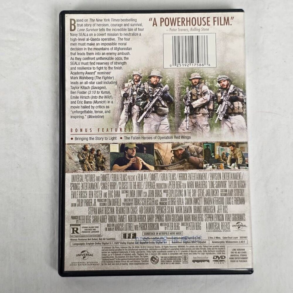 Lone Survivor DVD Mark Wahlberg War Action - Picture 3 of 3